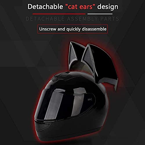 Casco De Motocicleta Con Orejas De Gato Para Niña, Auriculares Bluetooth Lente Antivaho Transparente Lazo Rosa Carreras De Campo Traviesa Casco Integral Anticolisión Aprobado Por DOT E2,M