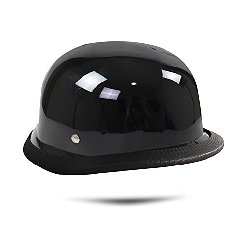 Casco De Motocicleta Harley para Adultos, Casco De Scooter, Elegante Casco Retro De Harley, Protege Eficazmente La Seguridad De La Cabeza(Negro Brillante, 56-60cm)