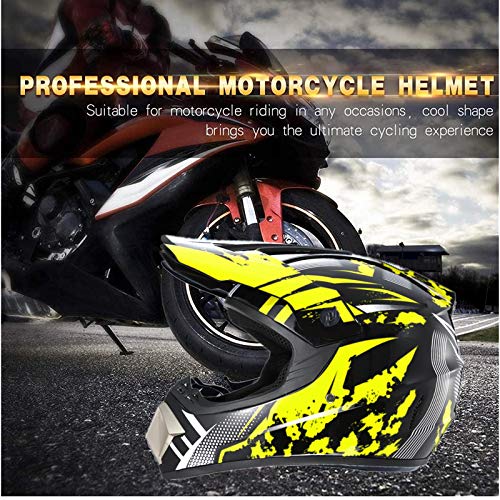 Casco de motocross infantil para motocross, D. O. T, homologado para Cross Country MTB para adulto, para adulto, con guantes, gafas, máscara (amarillo)