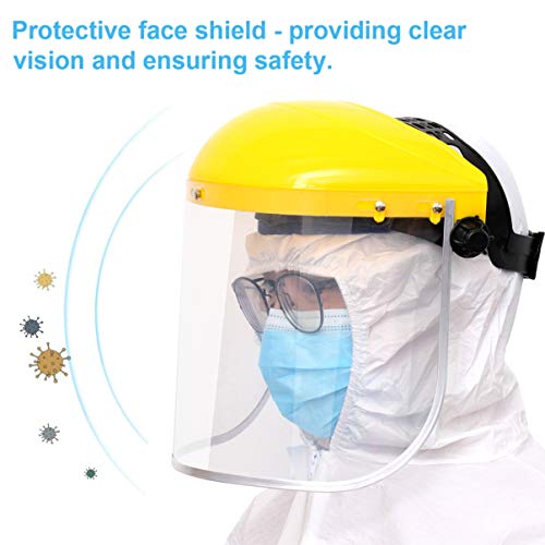 Casco de Trinquete de Protección Facial de Seguridad con Visera Transparente Pantalla Protectora para Carpintería Rectificado Soldadura Segado