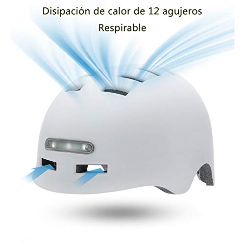 Casco Moto Bicicleta Urbana,Luz LED Posterior Multi posición Diseño Muy Ligero con ventilación Integral Medio Casco de Motocicleta eléctrica cómodo para Cuatro Estaciones