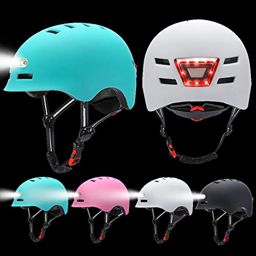 Casco Moto Bicicleta Urbana,Luz LED Posterior Multi posición Diseño Muy Ligero con ventilación Integral Medio Casco de Motocicleta eléctrica cómodo para Cuatro Estaciones