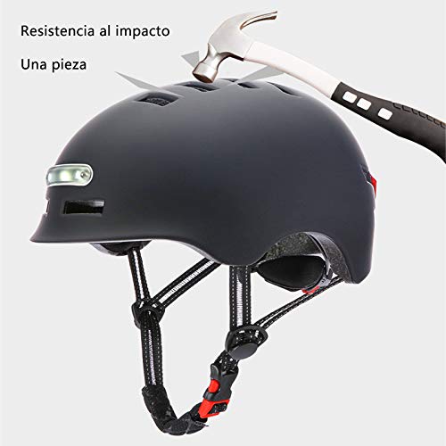 Casco Moto Bicicleta Urbana,Luz LED Posterior Multi posición Diseño Muy Ligero con ventilación Integral Medio Casco de Motocicleta eléctrica cómodo para Cuatro Estaciones