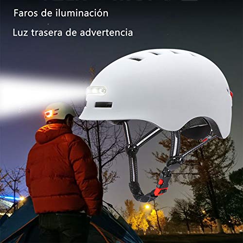Casco Moto Bicicleta Urbana,Luz LED Posterior Multi posición Diseño Muy Ligero con ventilación Integral Medio Casco de Motocicleta eléctrica cómodo para Cuatro Estaciones