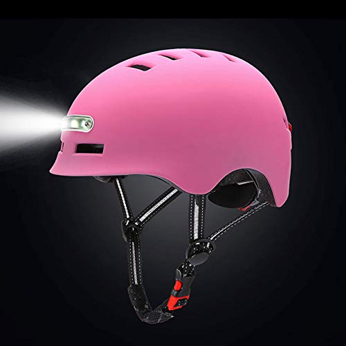 Casco Moto Bicicleta Urbana,Luz LED Posterior Multi posición Diseño Muy Ligero con ventilación Integral Medio Casco de Motocicleta eléctrica cómodo para Cuatro Estaciones