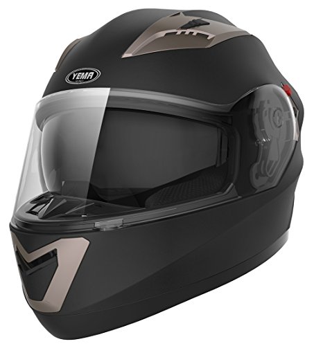 Casco Moto Integral ECE Homologado - YEMA YM-829 Casco de Moto Scooter para Mujer Hombre Adultos con Doble Visera -Negro Mate- XL