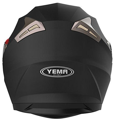 Casco Moto Integral ECE Homologado - YEMA YM-829 Casco de Moto Scooter para Mujer Hombre Adultos con Doble Visera -Negro Mate- XL