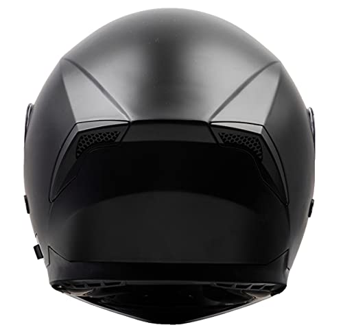 Casco Moto Integral ECE Homologado - YEMA YM-831 Casco de Moto Scooter para Mujer Hombre Adultos con Doble Visera -Negro Mate-L