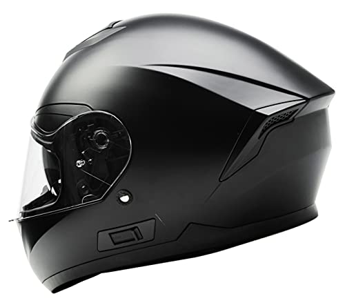 Casco Moto Integral ECE Homologado - YEMA YM-831 Casco de Moto Scooter para Mujer Hombre Adultos con Doble Visera -Negro Mate-L