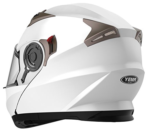 Casco Moto Modular ECE Homologado - YEMA YM-925 Casco de Moto Integral Scooter para Mujer Hombre Adultos con Doble Visera-Blanco-XL