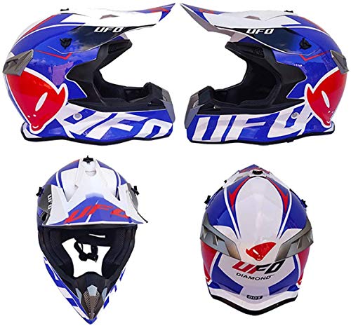 Casco Motocross Niño, DTC & ECE Certificación Casco Downhill moto para Adultos hombres/mujeres Cascos Cross Dirt Bike Set para Bikes BMX Bicicleta MTB ATV Offroad DH Casco, UFO Azul