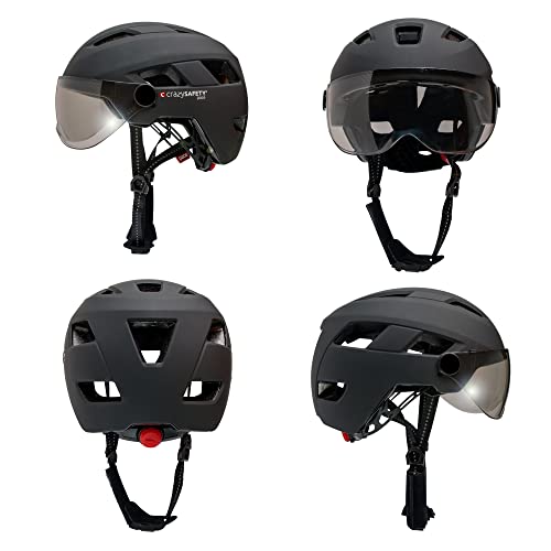 Casco para Bicicleta eléctrica con Visera (Negro, M/L) (Black, M/L)