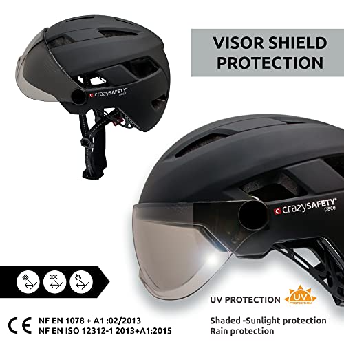 Casco para Bicicleta eléctrica con Visera (Negro, M/L) (Black, M/L)