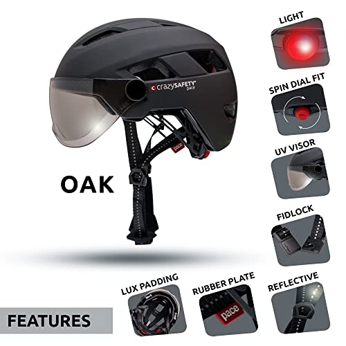 Casco para Bicicleta eléctrica con Visera (Negro, M/L) (Black, M/L)