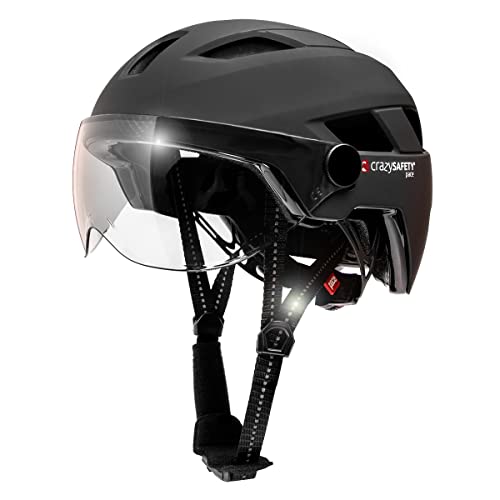 Casco para Bicicleta eléctrica con Visera (Negro, M/L) (Black, M/L)