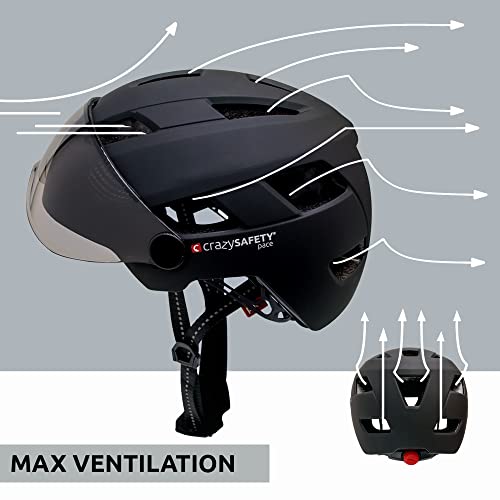 Casco para Bicicleta eléctrica con Visera (Negro, M/L) (Black, M/L)