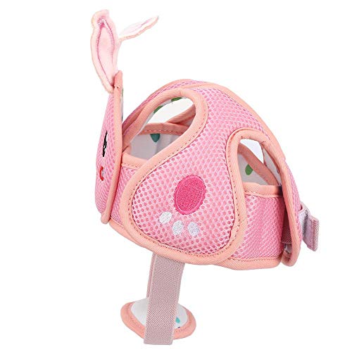 Casco Protector de Cabeza de Bebé Gancho ligero y lazo Casco de seguridad Casco protector de la cabeza anticolisión para caminar (Pink Rabbit)