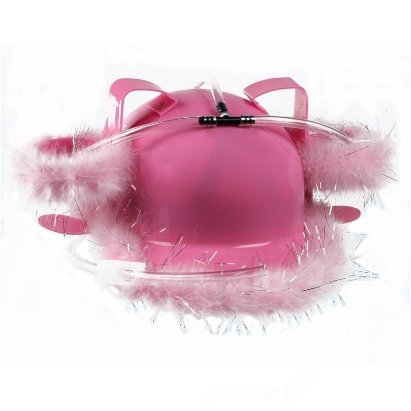 Casco Rosa con Plumas con Soporte Bebidas