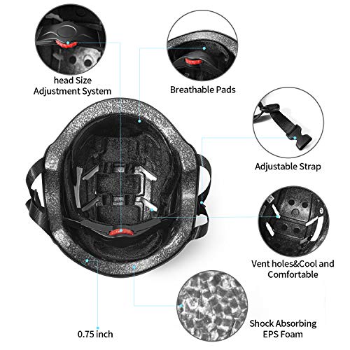 Casco y Equipo de protección, Automoness Equipo de protección de tamaño Ajustable, con Rodilleras, Coderas para Deportes múltiples como Ciclismo, Skate, esquí, Patinaje