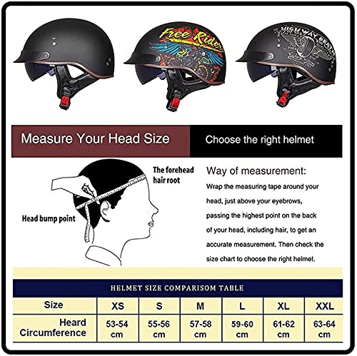 Cascos Moto Cascos Half-Helmet Abierto Medio Casco e Motocicleta Retro ECE Homologado con Visera Cascos Vintage Style Helmet Bici Viaje Crucero Scooter Bicicleta para Adultos Hombres Mujeres 1,L