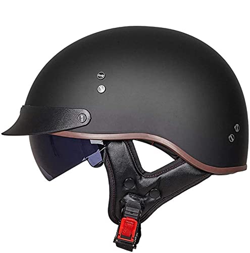 Cascos Moto Cascos Half-Helmet Abierto Medio Casco e Motocicleta Retro ECE Homologado con Visera Cascos Vintage Style Helmet Bici Viaje Crucero Scooter Bicicleta para Adultos Hombres Mujeres 1,L