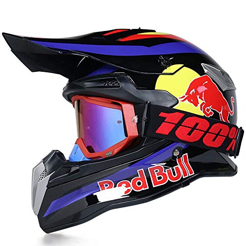 Cascos Motocross Casco Motocicleta Modular Caja De ABS CertificacióN Puntos Ciclomotor Off Road Crash Cross Downhill DH Four Wheelerd Cascos Integrales con Gafas Red Bull Gloves