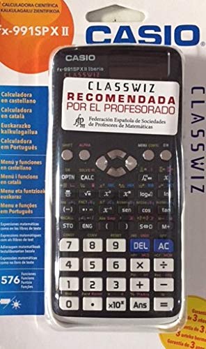 Casio FX-991SPX II Iberia- Calculadora científica, Recomendada para el currículum español y portugués, 576 funciones, Solar y color gris /blanco