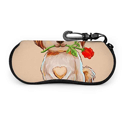 Caso de gafas de sol para perro boloñés lindo mullido para gafas de sol portátil neopreno cremallera arte caso