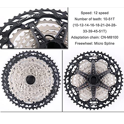 Cassettes y piñones Bicicleta de Montaña con Volante de Inercia de 12 Velocidades XT M8100 SLX M7100 Base Micro-Spline 10-45/10-51 Dientes, para Personas a Las Que Les Gusta Andar en Bicicleta de Am