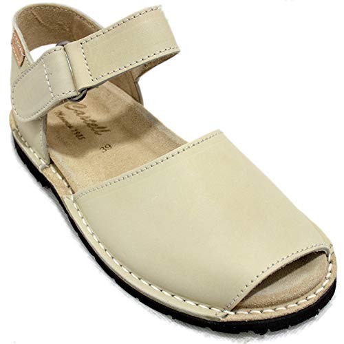 Castell 1062 Rolls - Avarcas Menorquinas para Hombre con Suela Anatómica y Cierre en Velcro en Color Natural - 38, Beix