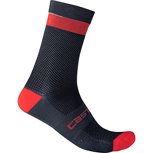 castelli Alpha 18 Sock Calcetines, Hombre, Savile Azul/Rojo, XXL