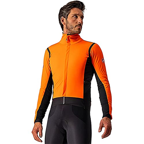 castelli Alpha Ros 2 Jacket Chaqueta, Hombre, Brilliant Orange/Black-Pro Red, S