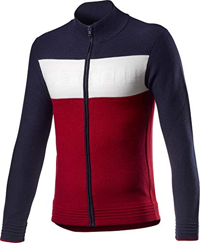 CASTELLI Armando Sweater, Hombre, Sudadera, 4520578, Savile Blue/Red/Off White, S