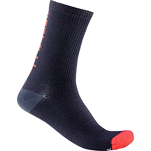 castelli Bandito Wool 18 Sock Calcetines, Hombre, Savile Azul/Rojo, L/XL