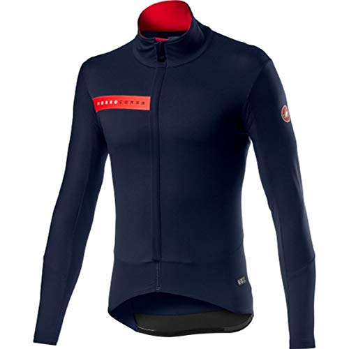 castelli Beta Ros Jacket Chaqueta, Hombre, Savile Azul/Rojo, S