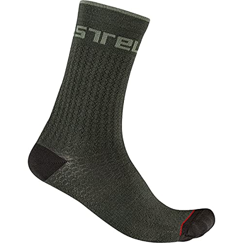 castelli DISTANZA 20 Sock Calcetines, Hombre, Verde Militar, L/XL