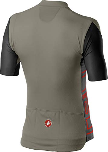 CASTELLI ENTRATA V Jersey Camiseta, Bark Green/Light Black/Fiery Red, M para Hombre