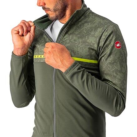 castelli FINESTRE Jacket Chaqueta, Hombre, Military Green/Light Military-Chartreuse, XL