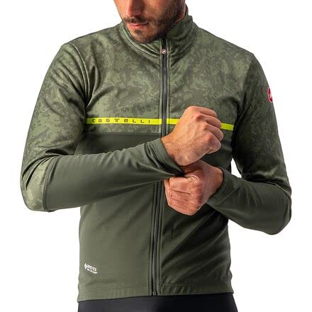 castelli FINESTRE Jacket Chaqueta, Hombre, Military Green/Light Military-Chartreuse, XL