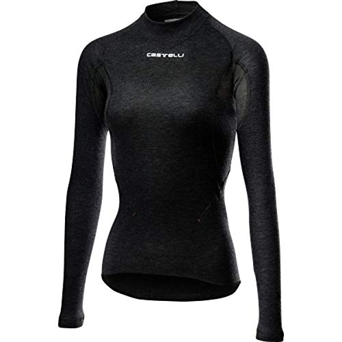 castelli Flanders 2 W Warm Long Sleeve Camiseta, Mujer, Negro, M