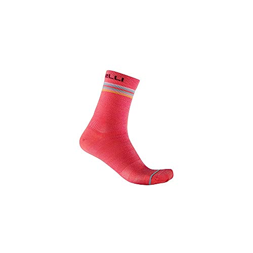 castelli GO W 15 Sock Calcetines, Mujer, Rosa Brillante/Burdeos Azul Claro, S/M