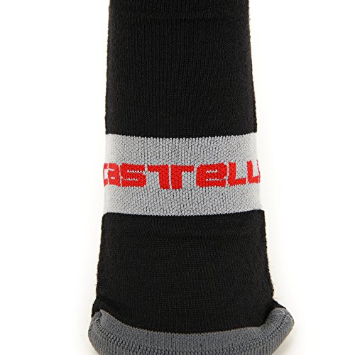 castelli Gregge 15 Sock Calcetines, Unisex Adulto, Black Red, L-XL