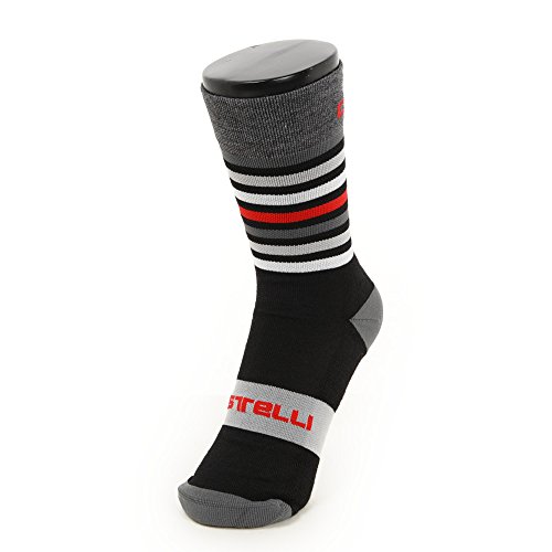 castelli Gregge 15 Sock Calcetines, Unisex Adulto, Black Red, L-XL