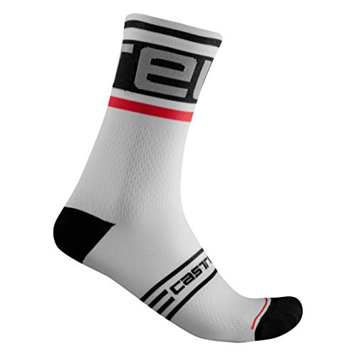 CASTELLI PROLOGO 15 Sock Calcetines, Black/White, L para Hombre