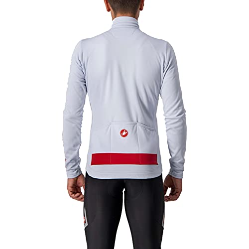 castelli Puro 3 Jersey FZ Camiseta, Hombre, Silver Gray/Red Reflex, L