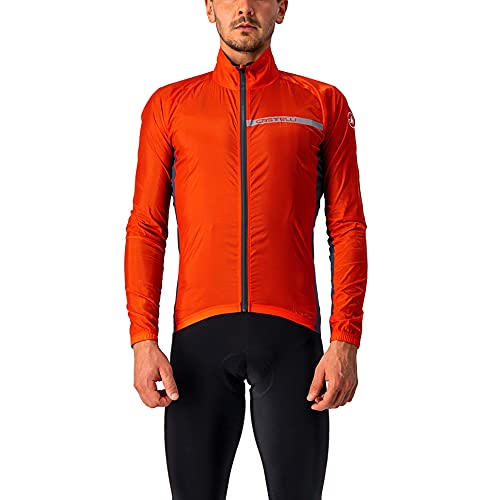 castelli Squadra Stretch Jacket Chaqueta, Hombre, Fiery Red/Dark Gray, M