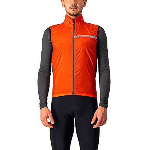 castelli Squadra Stretch Vest Chaleco Deportivo, Hombre, Fiery Red/Dark Gray, M