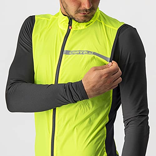 castelli Squadra Stretch Vest Chaleco Deportivo, Hombre, Yellow Fluo/Dark Gray, L