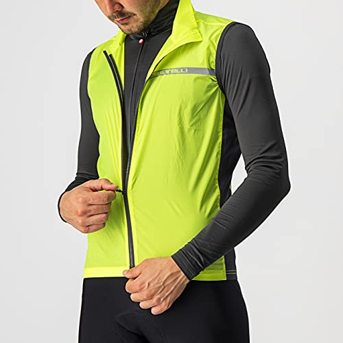 castelli Squadra Stretch Vest Chaleco Deportivo, Hombre, Yellow Fluo/Dark Gray, L