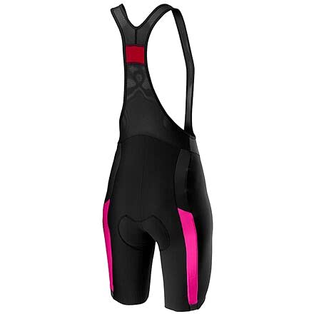 CASTELLI Velocissima 2 Bibshort Pantalones Cortos, Negro/Rosa Fluorescente, XS para Mujer